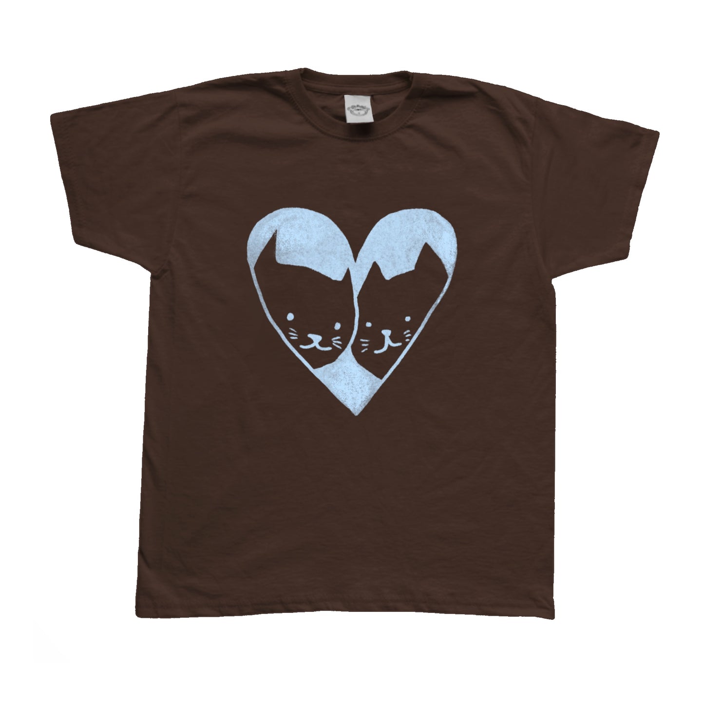 2 cats in love brown tee