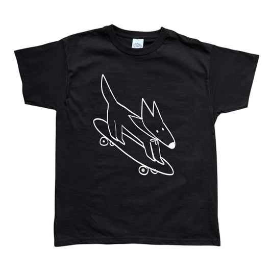 Skater dog white print Tee