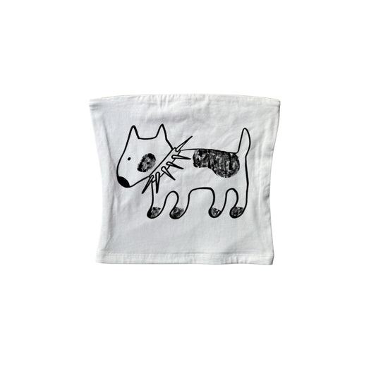 Black on white spiky collar dog bandeau top