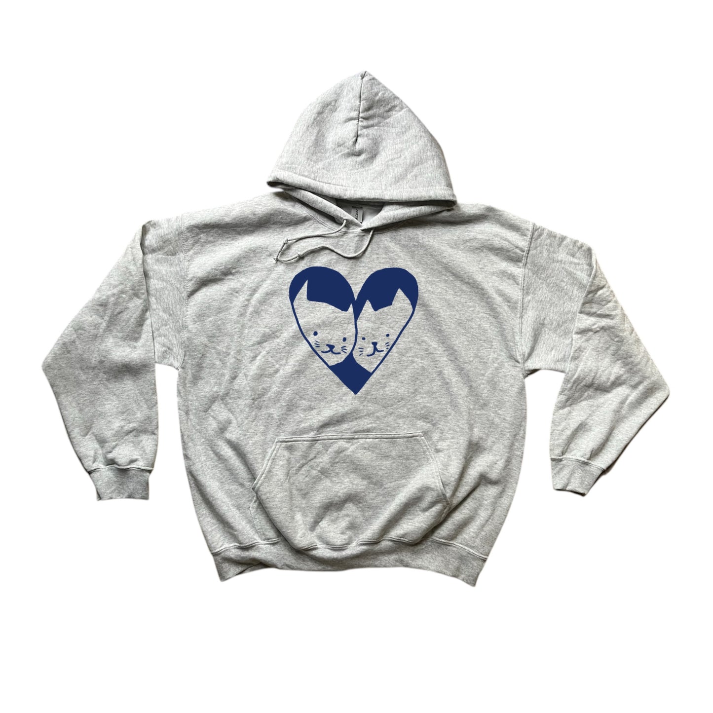 2 cats in love grey hoodie