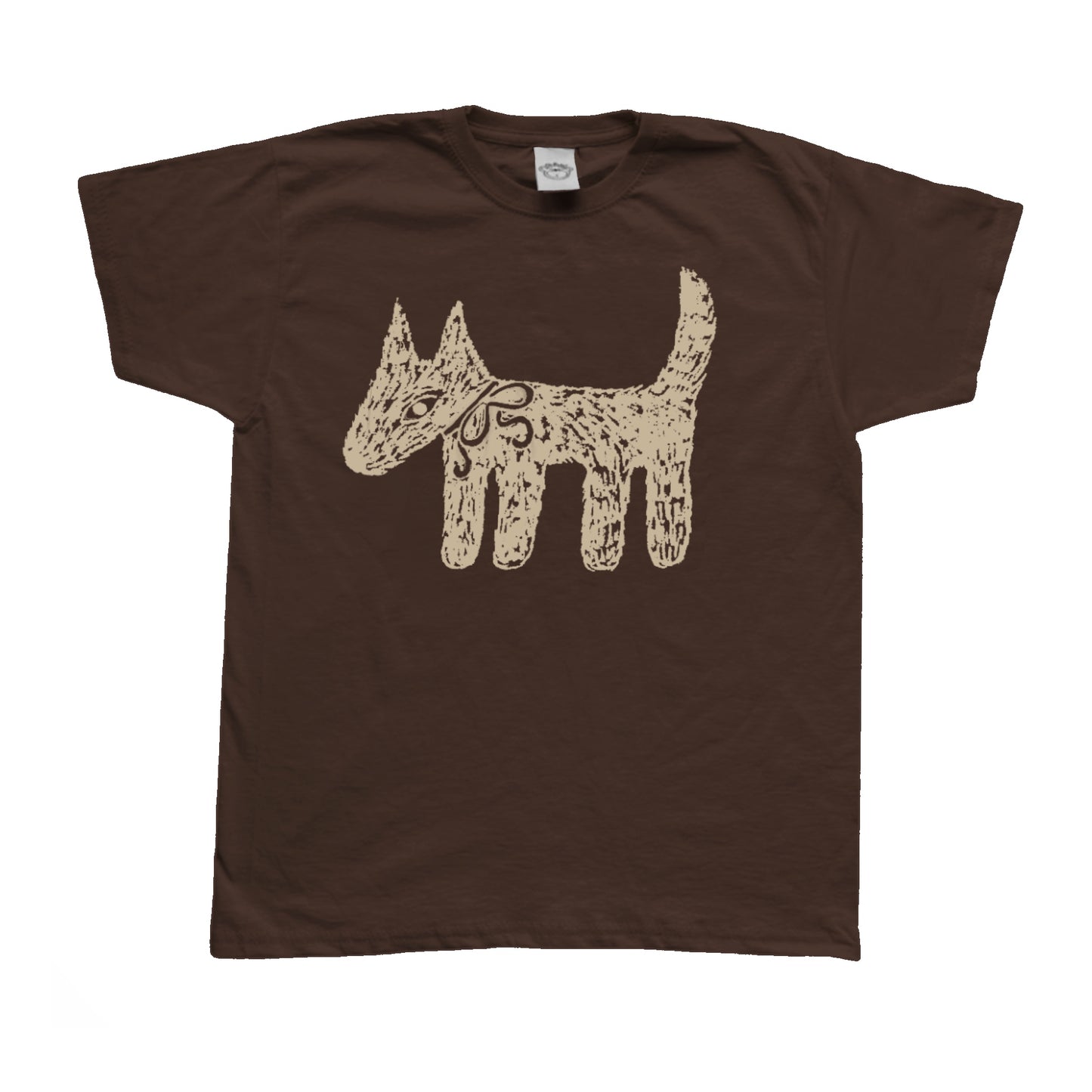 Scruffy bow dog brown tee