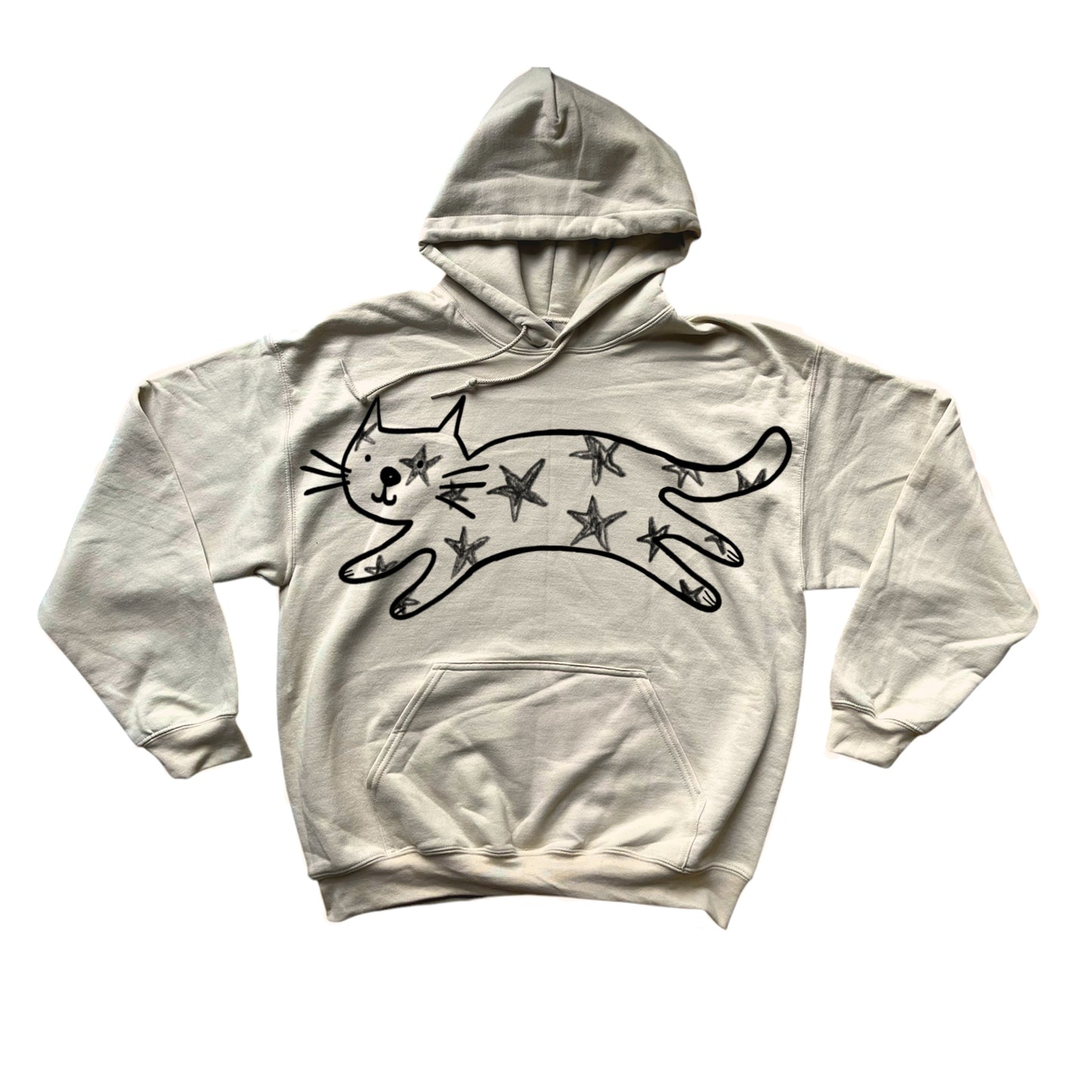 Mega Star Cat beige hoodie