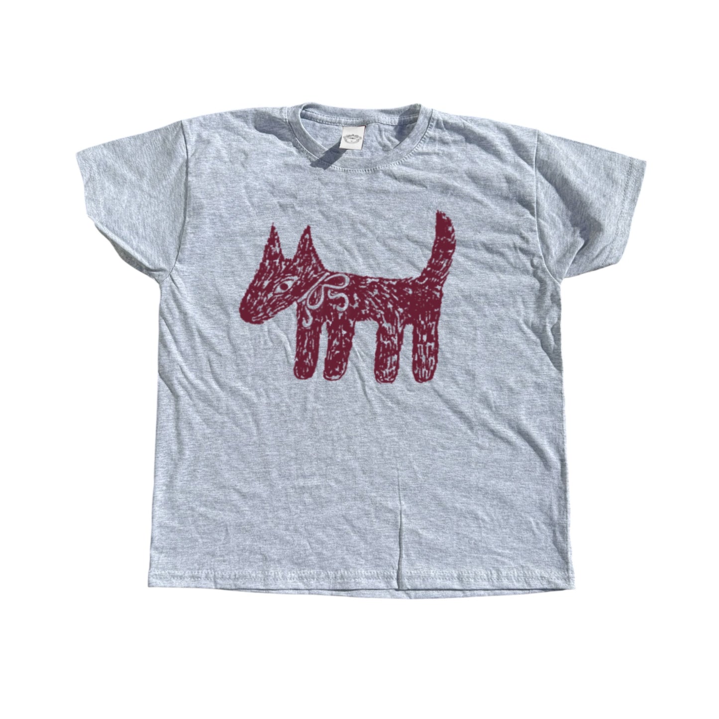 Scruffy bow dog grey tee