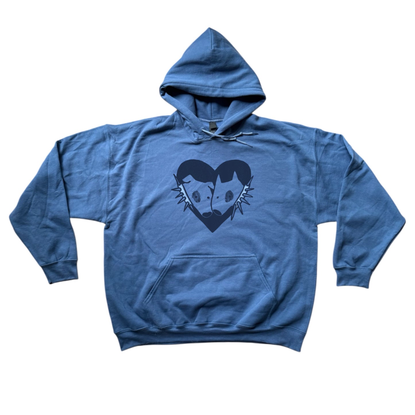 2 spiky collar dogs in love indigo hoodie