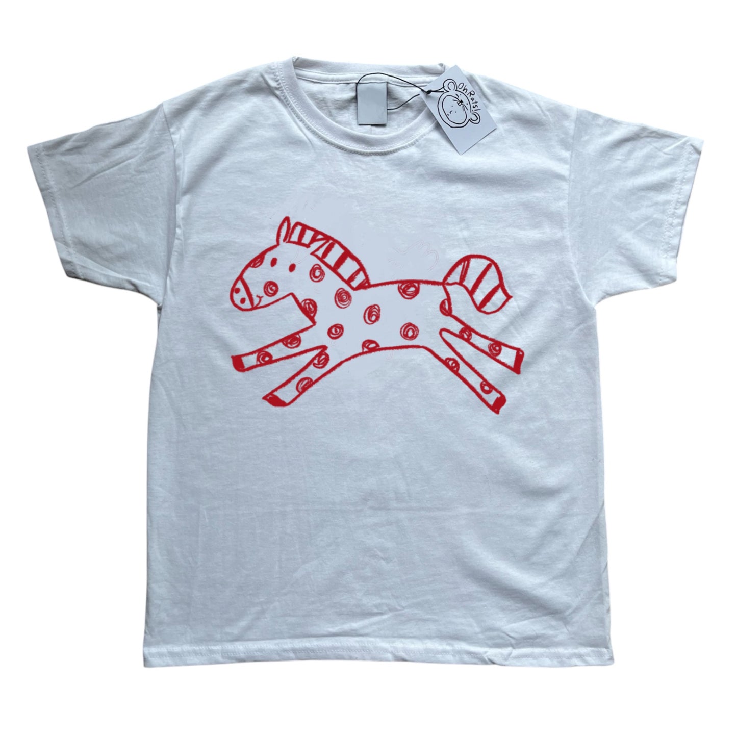 Polka dot horse white tee