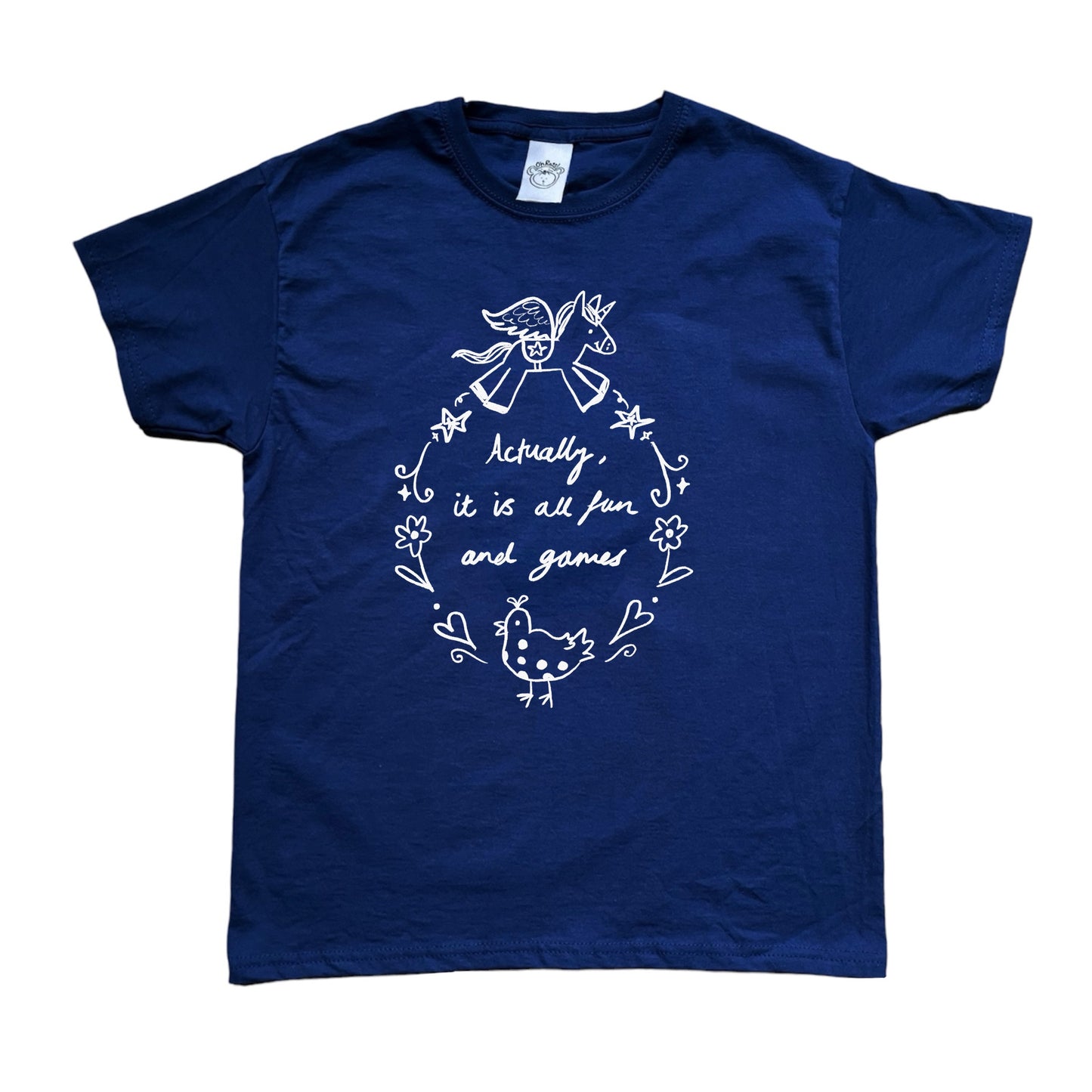 Actually it is all fun and games navy tee
