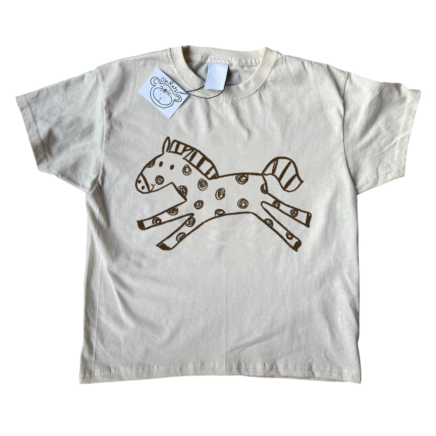 Polka dot horse beige tee