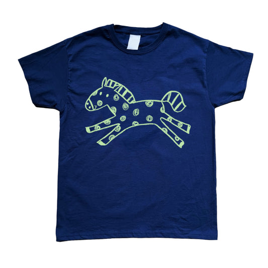 Polka dot horse navy tee
