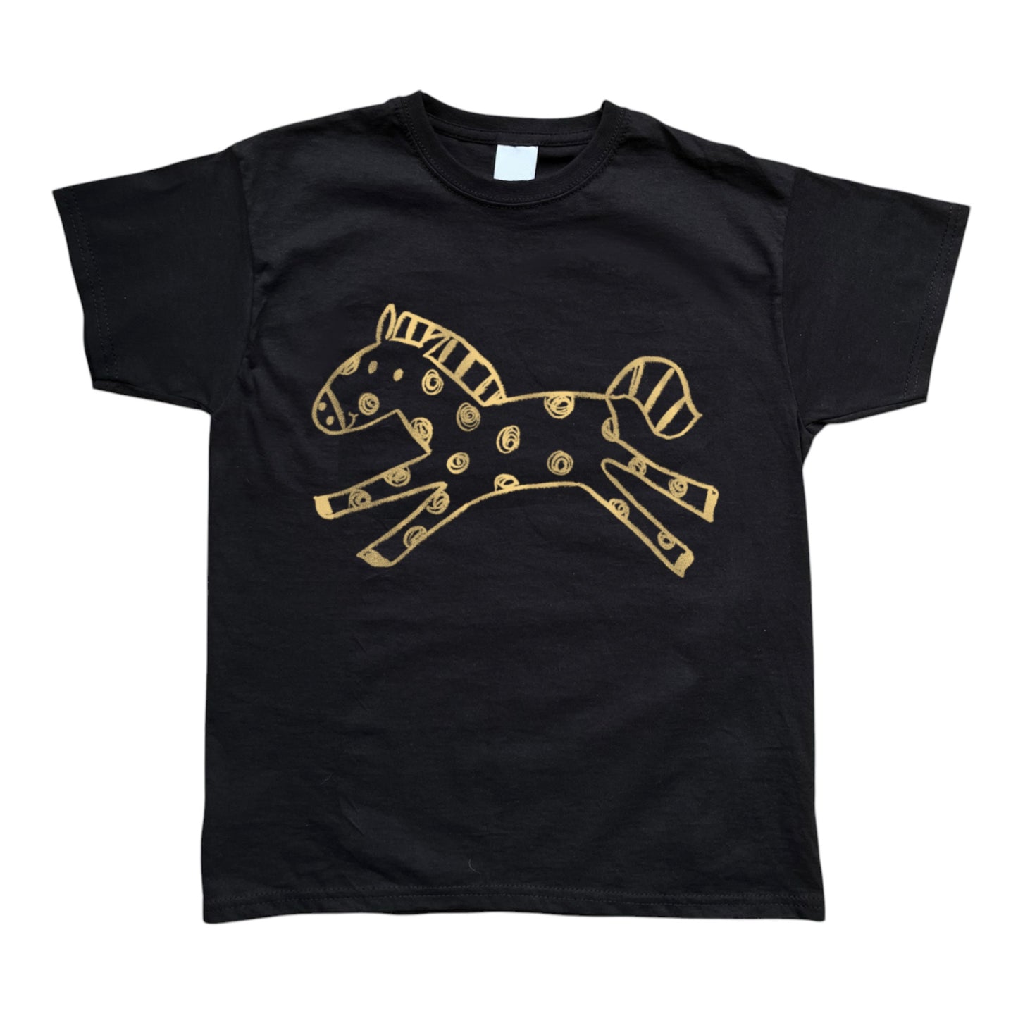 Polka dot horse black tee