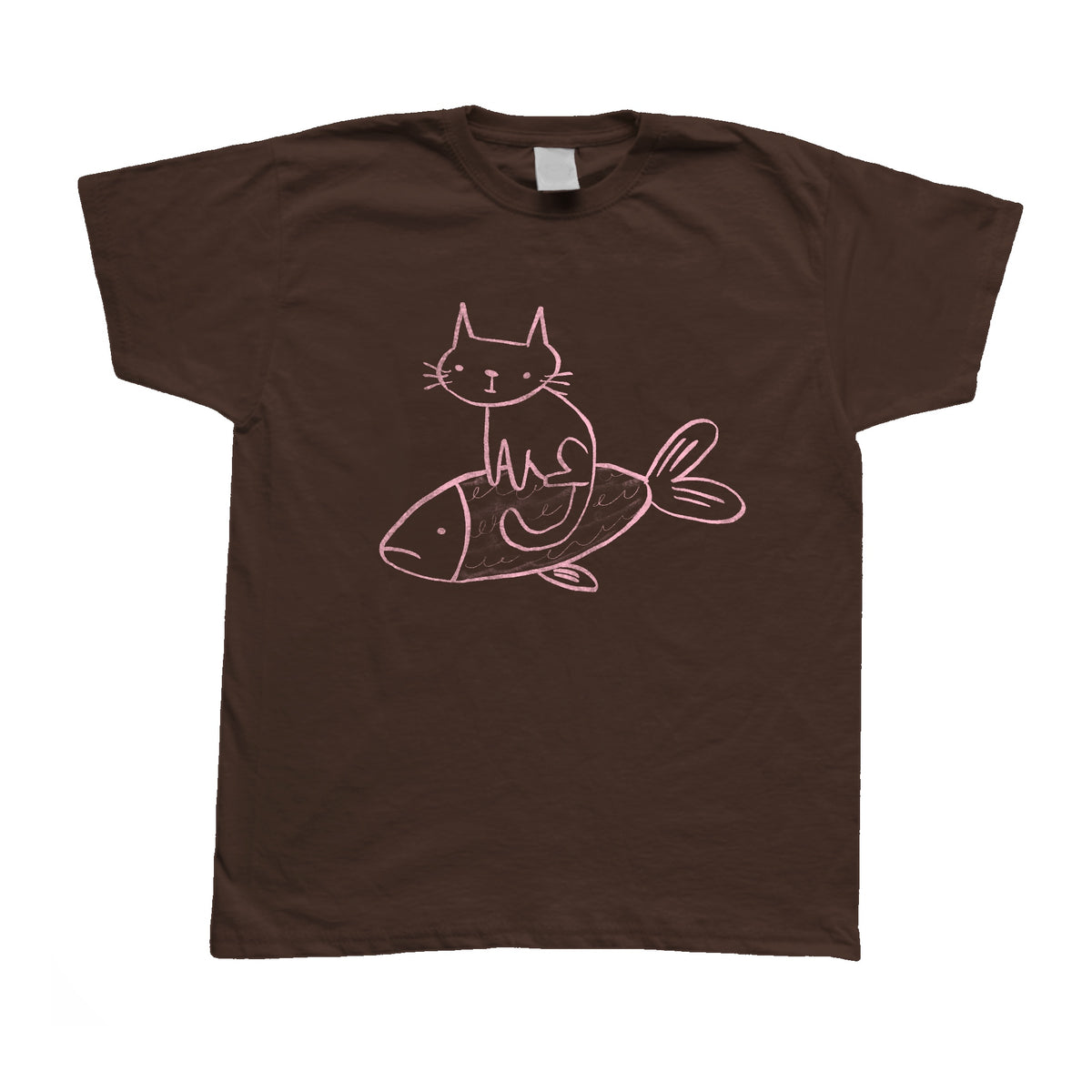 Cat on a fish brown baby tee