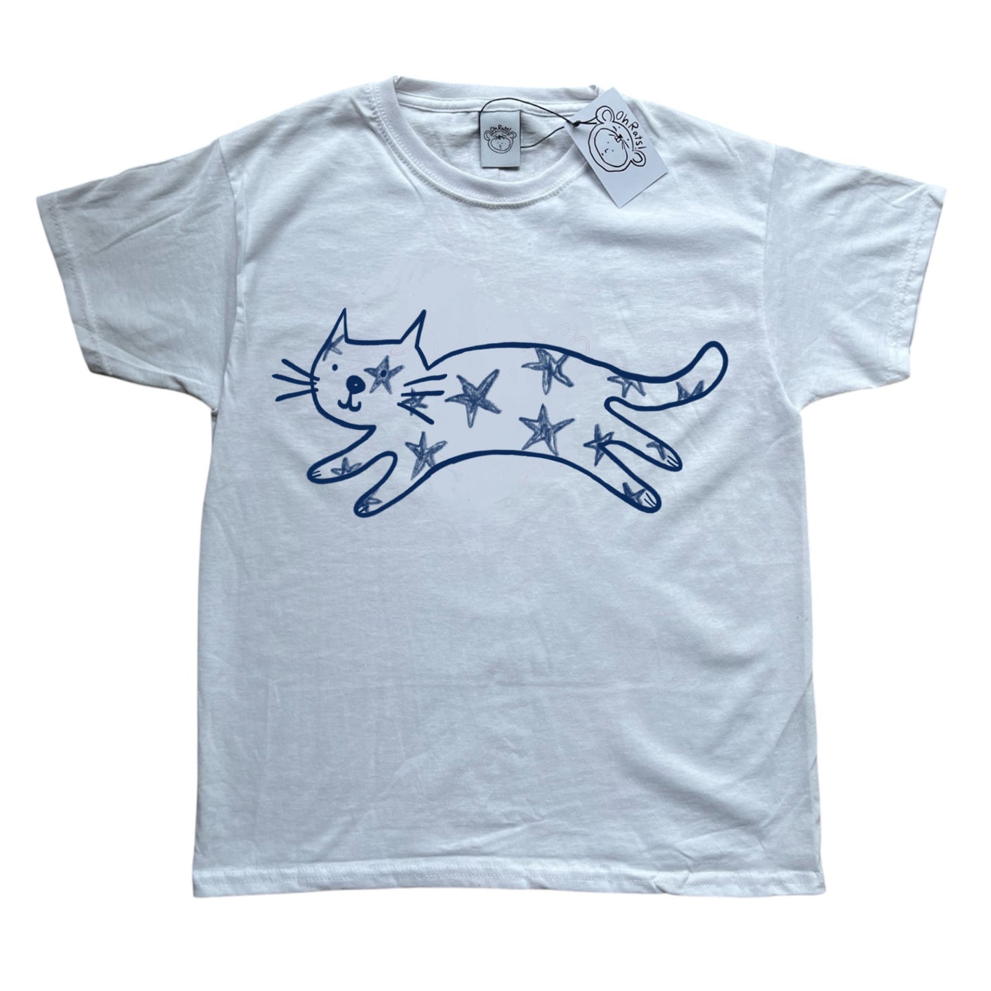 Starry cat white tee