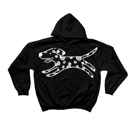 MEGA Polka dot dalmatian dog black hoodie