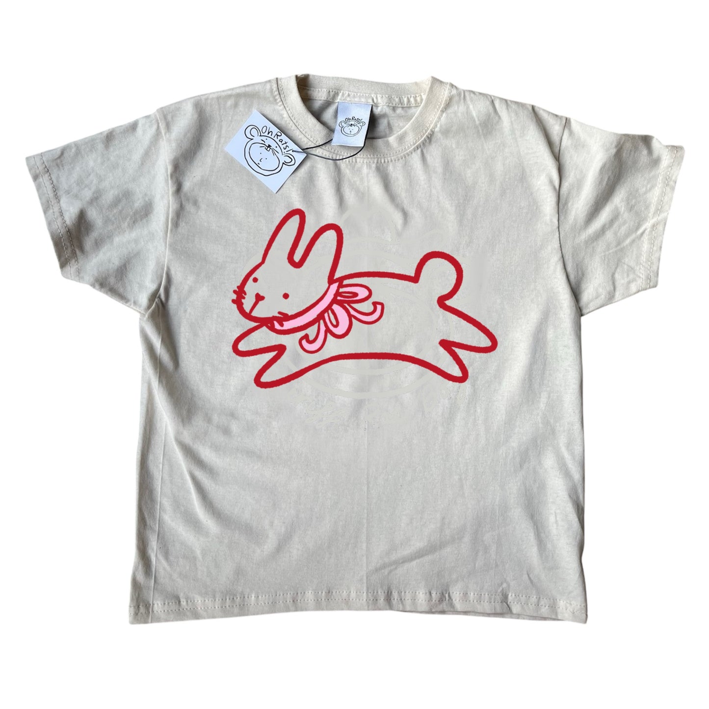 Bow bunny beige tee