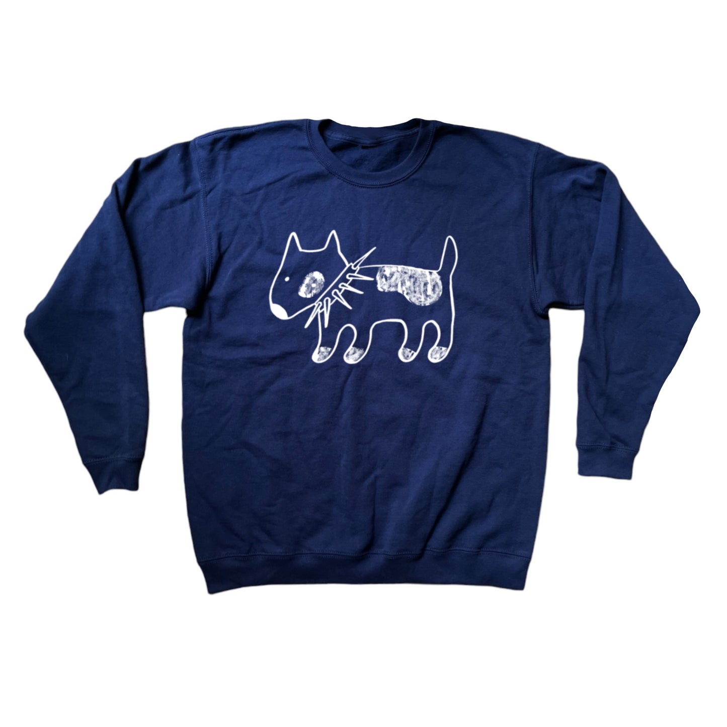 Spiky collar dog navy sweatshirt