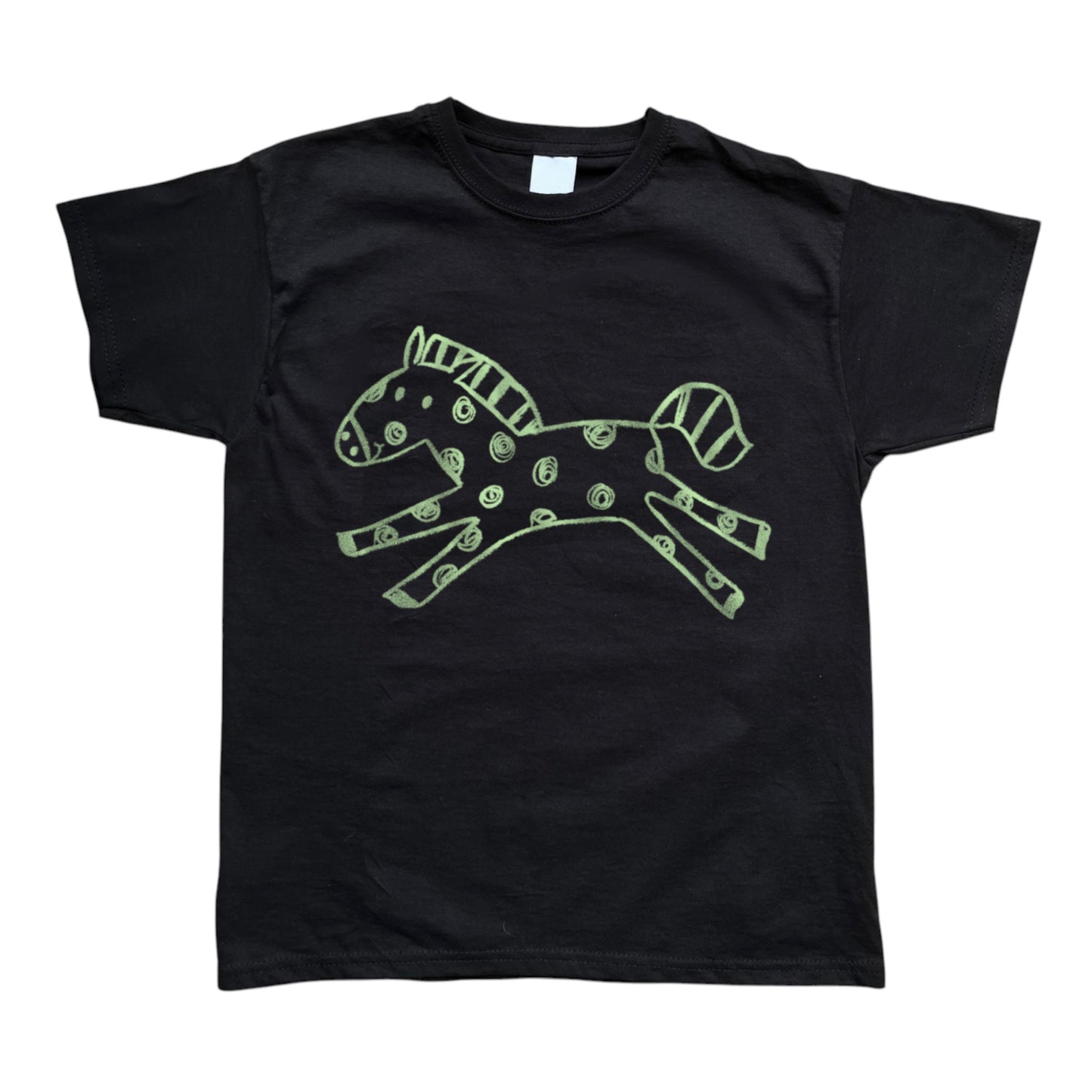 Polka dot horse black tee