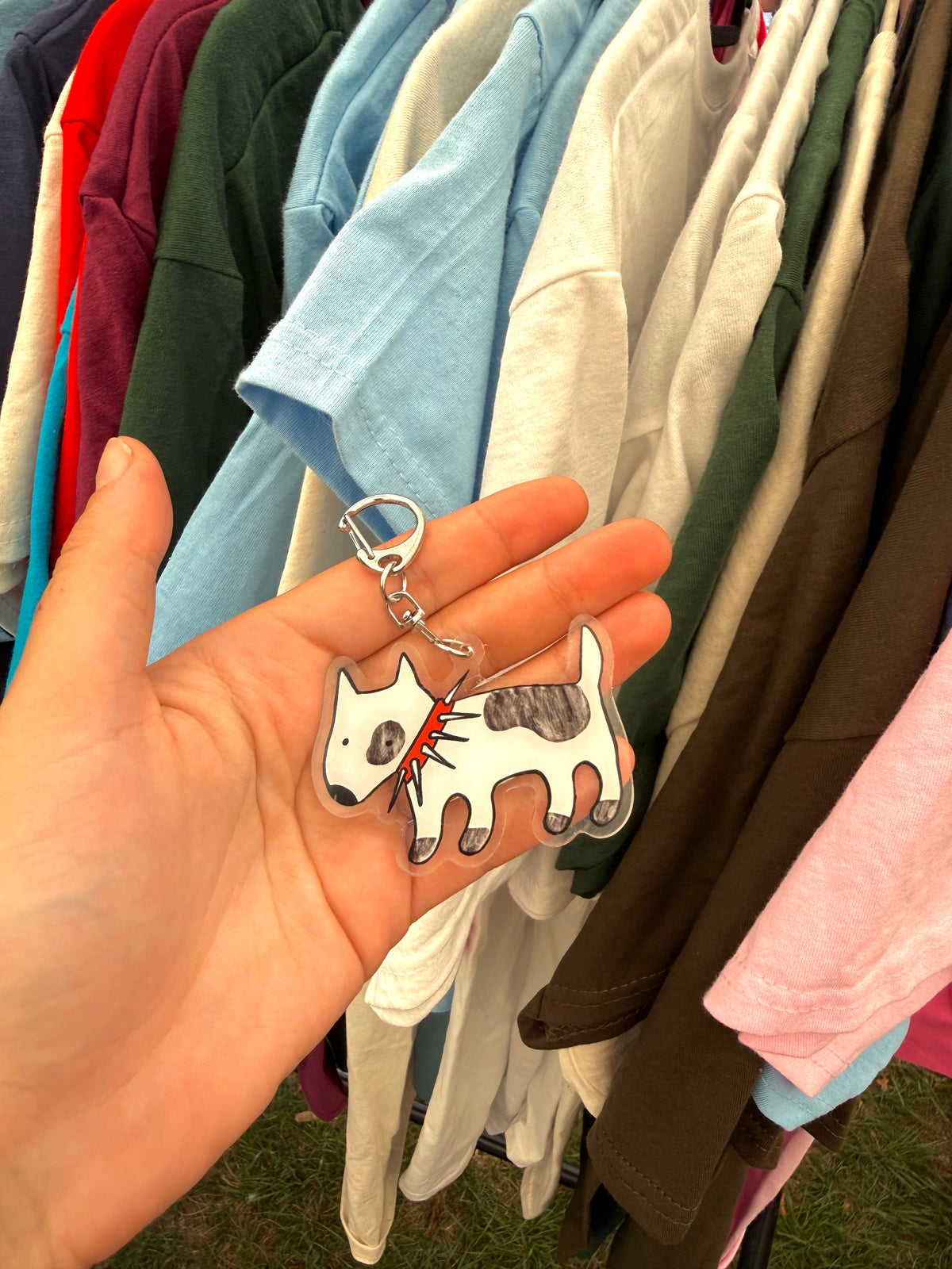 Spiky collar dog keyring