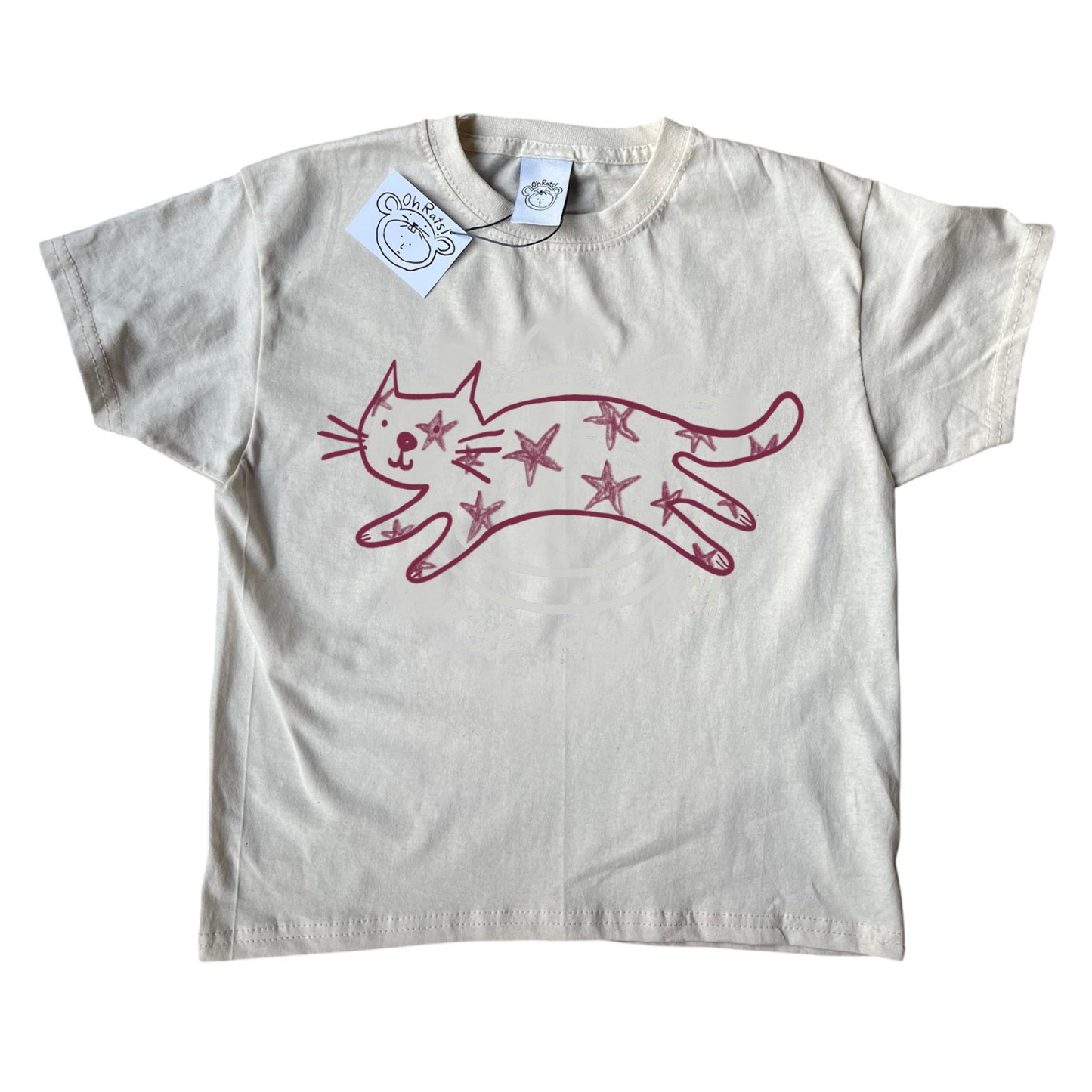 Starry cat beige tee
