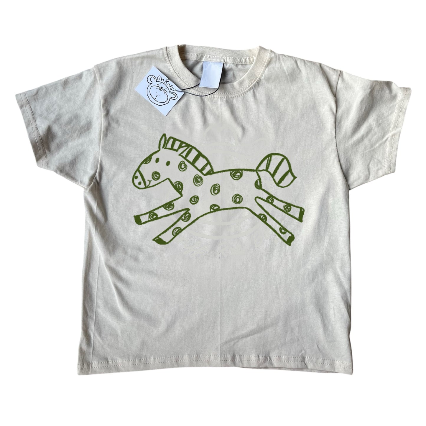 Polka dot horse beige tee