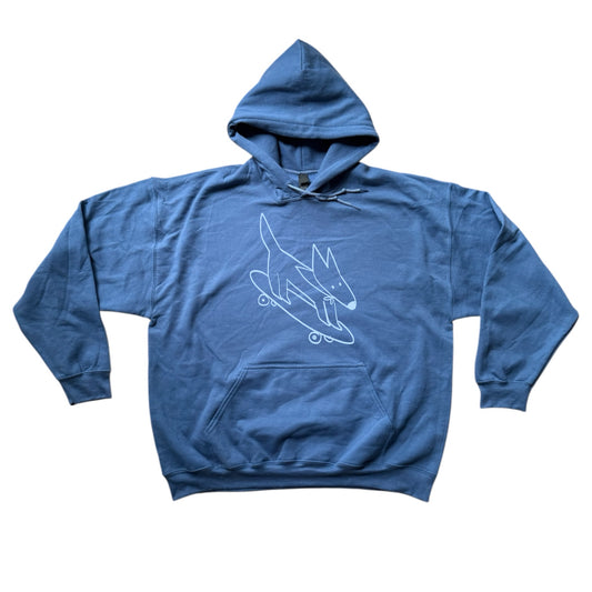 Skater dog indigo blue hoodie