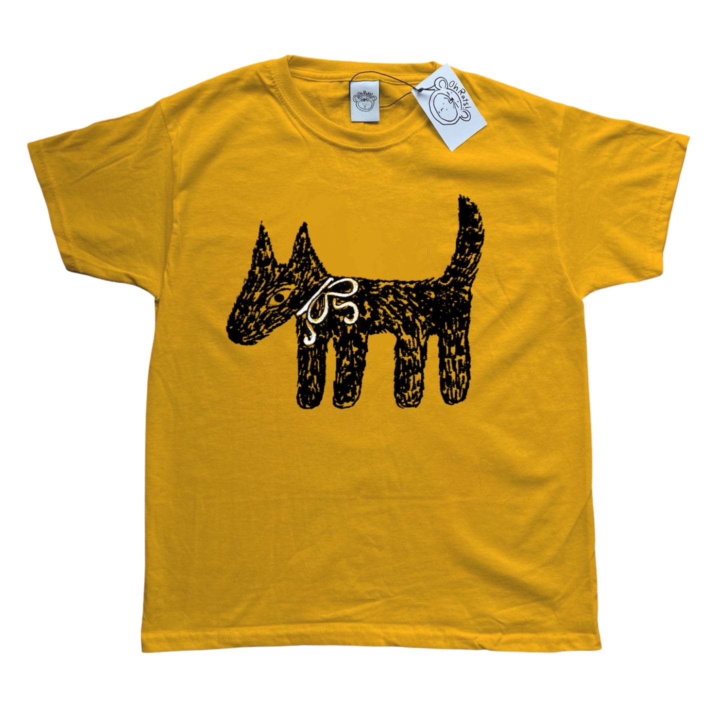Scruffy bow dog yellow Tee
