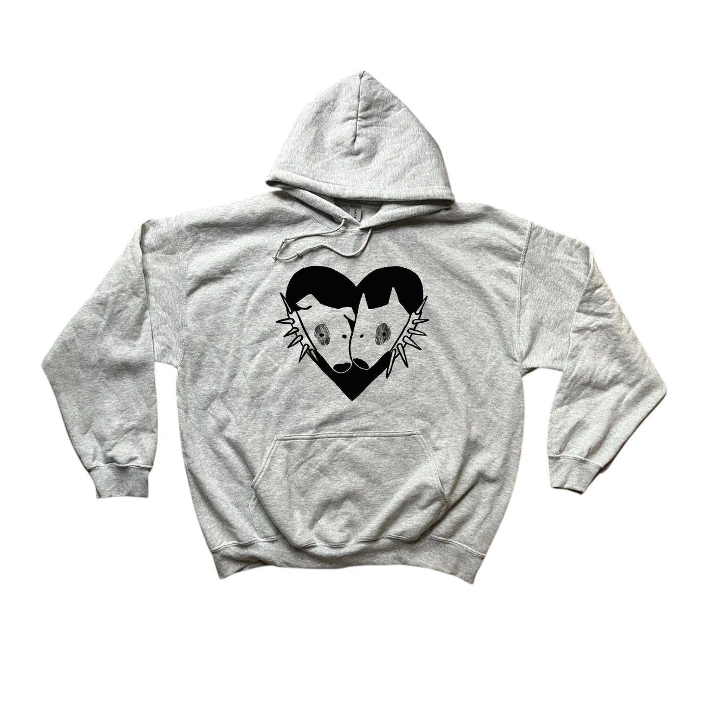 2 spiky collar dogs in love grey hoodie