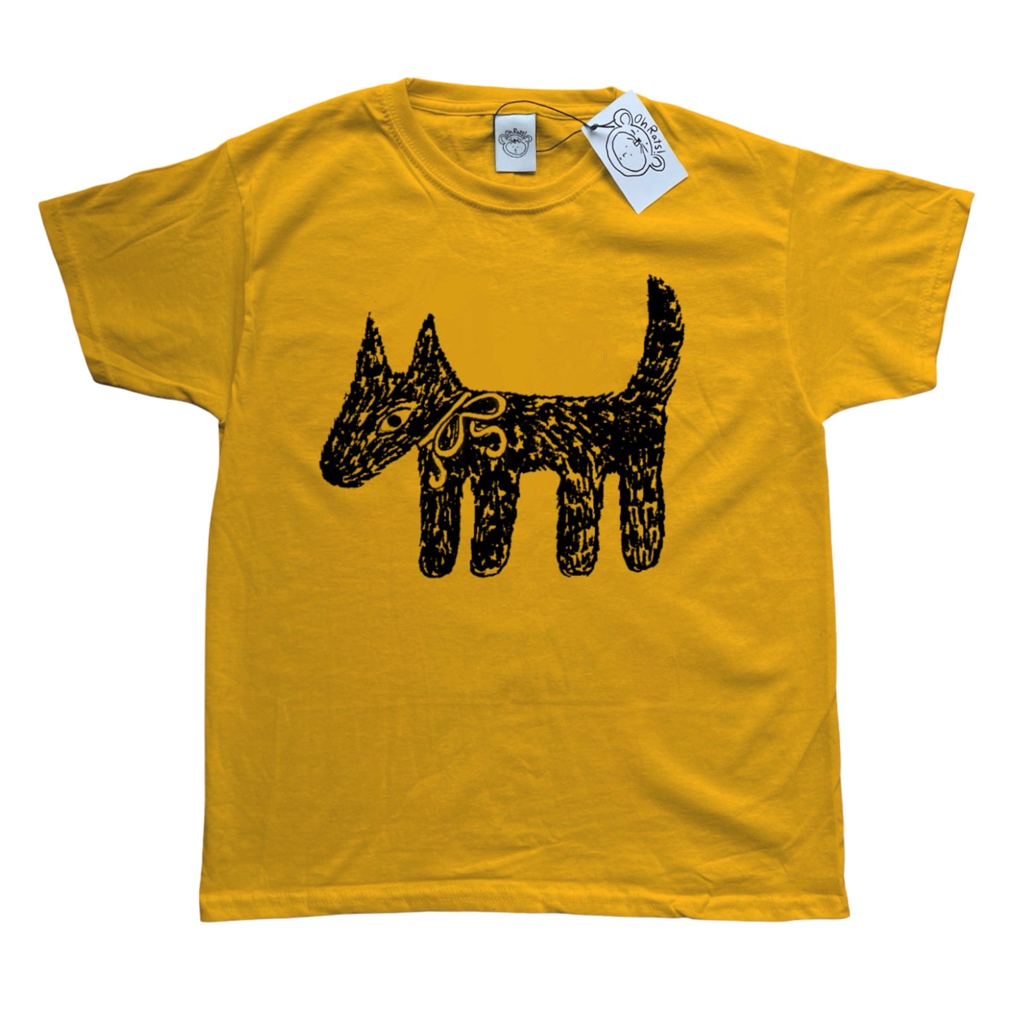 Scruffy bow dog yellow Tee