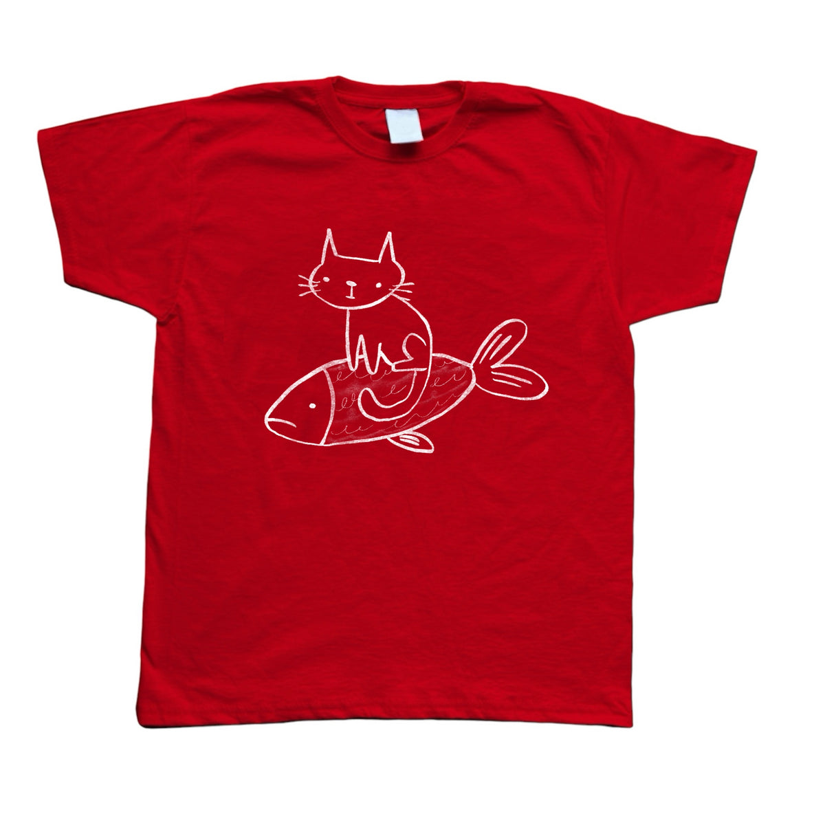 Cat on a fish red baby tee