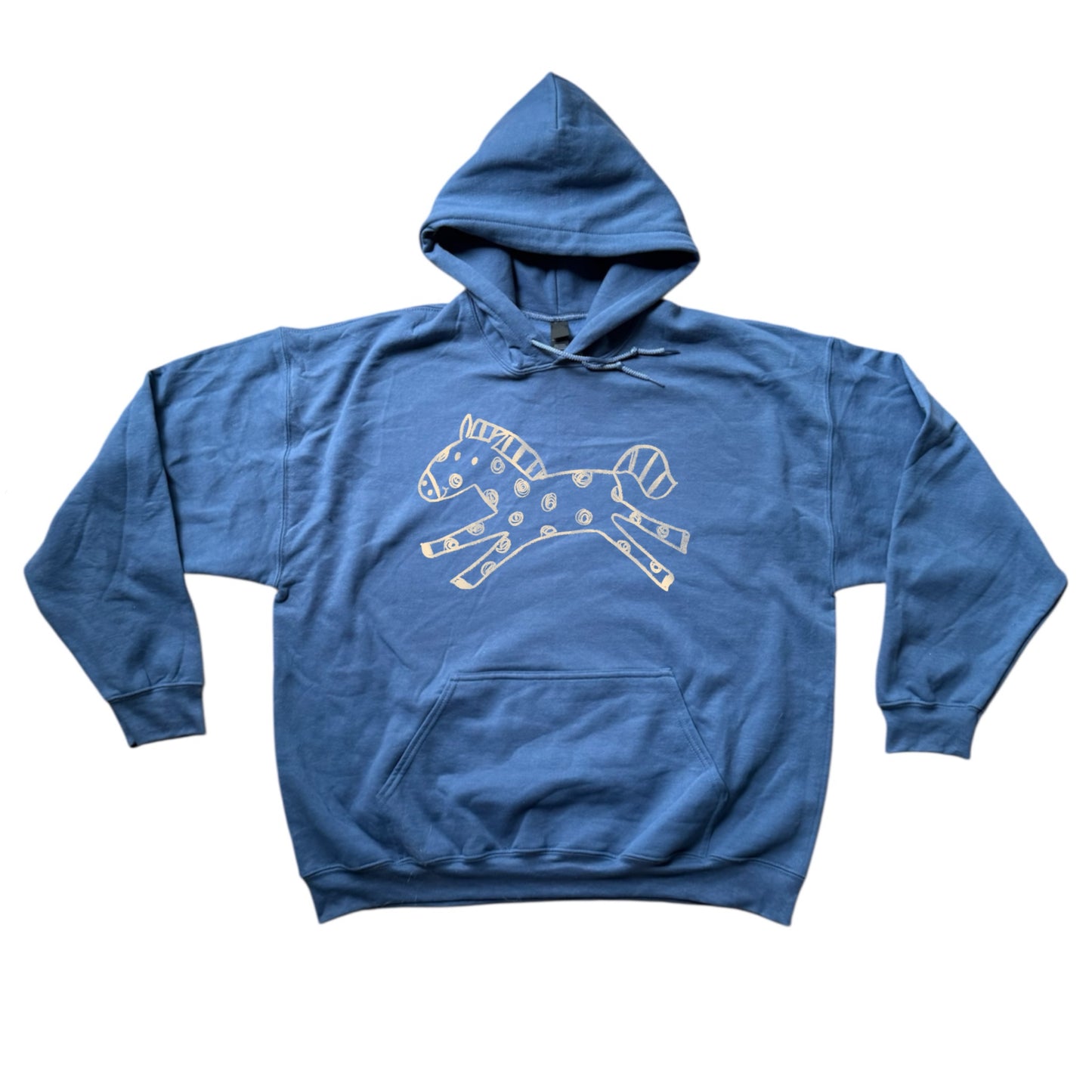 Polka dot horse indigo hoodie