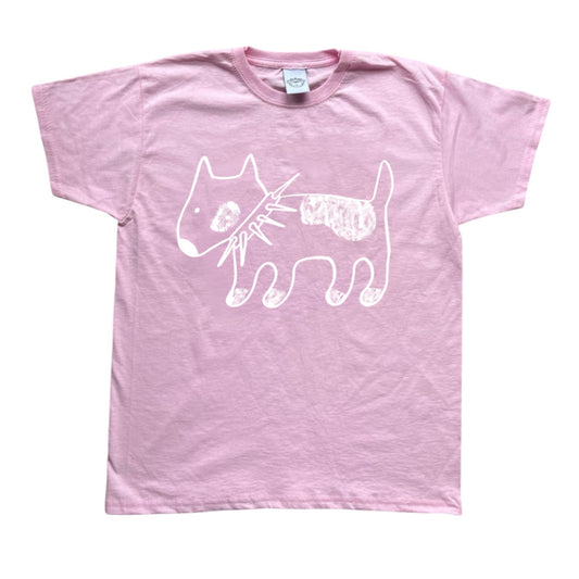 Spiky collar dog white on pink Tee