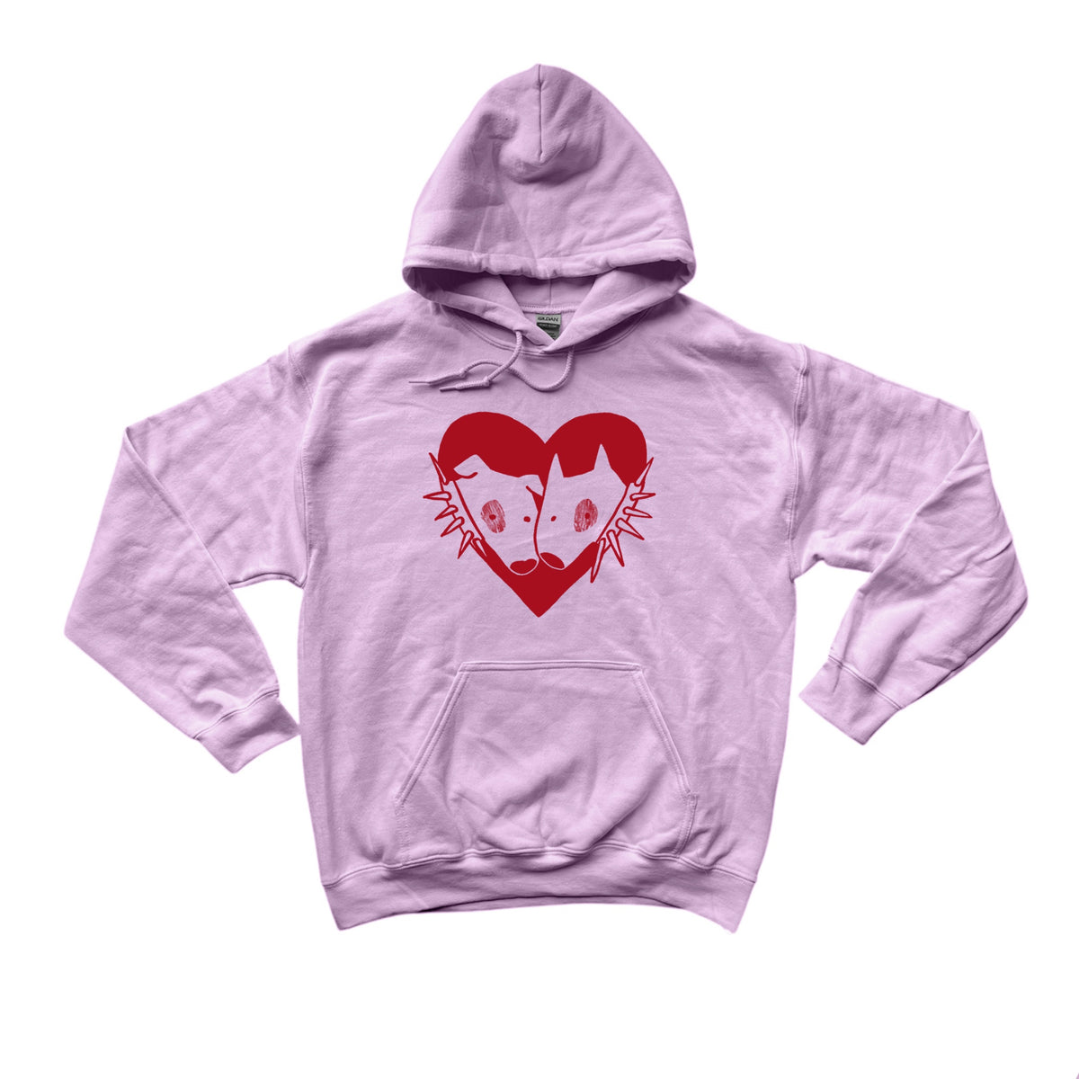 2 spiky collar dogs in love pink hoodie