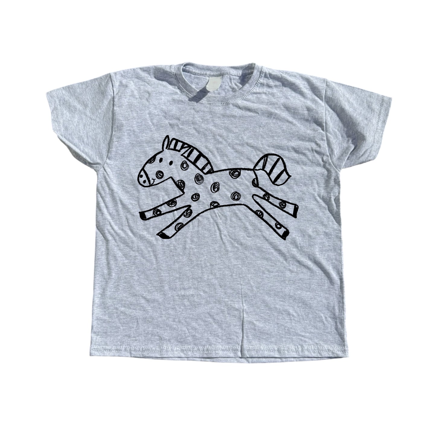 Polka dot horse forest green tee