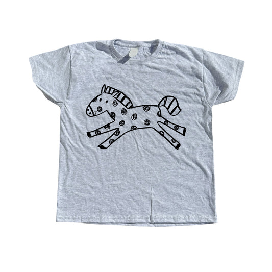 Polka dot horse forest green tee