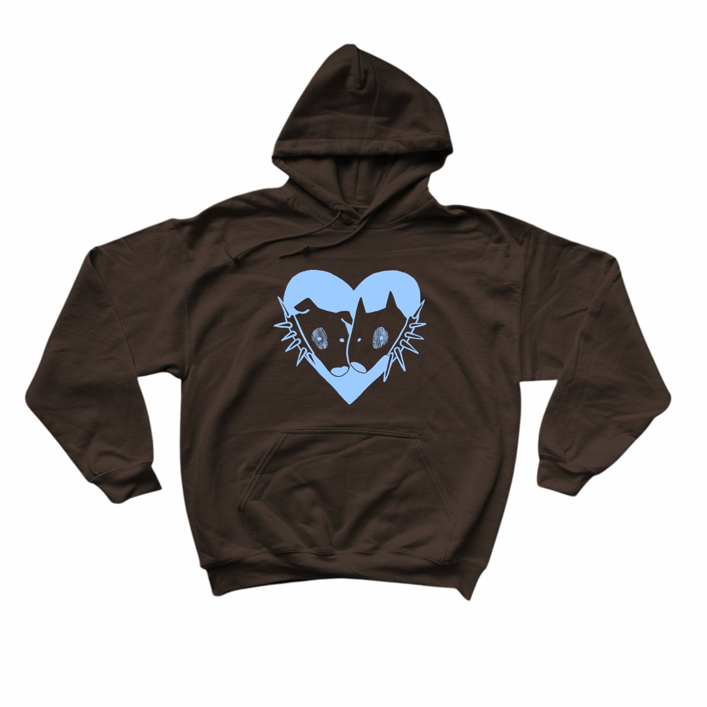 2 spiky collar dogs in love brown hoodie