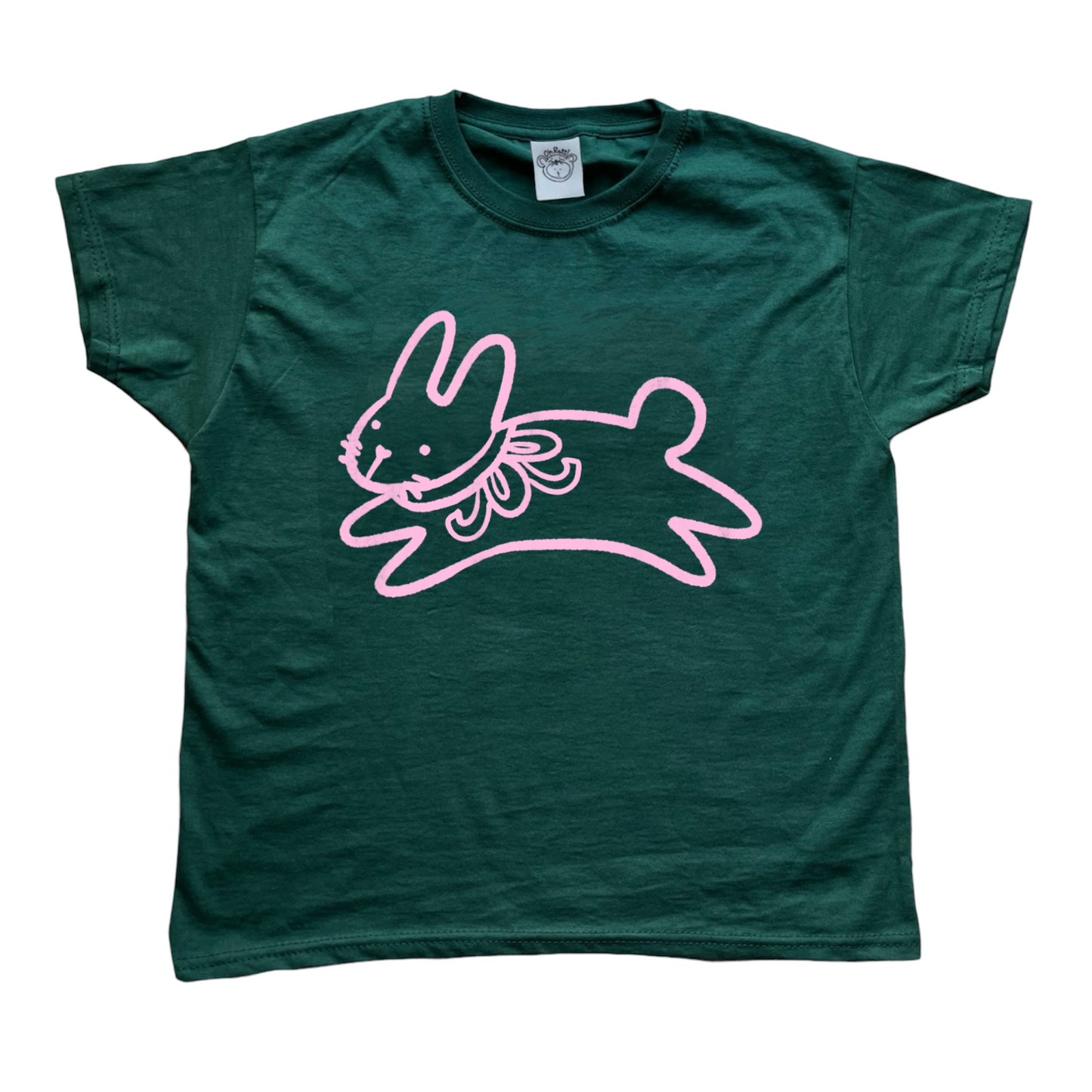 Bow bunny forest green tee