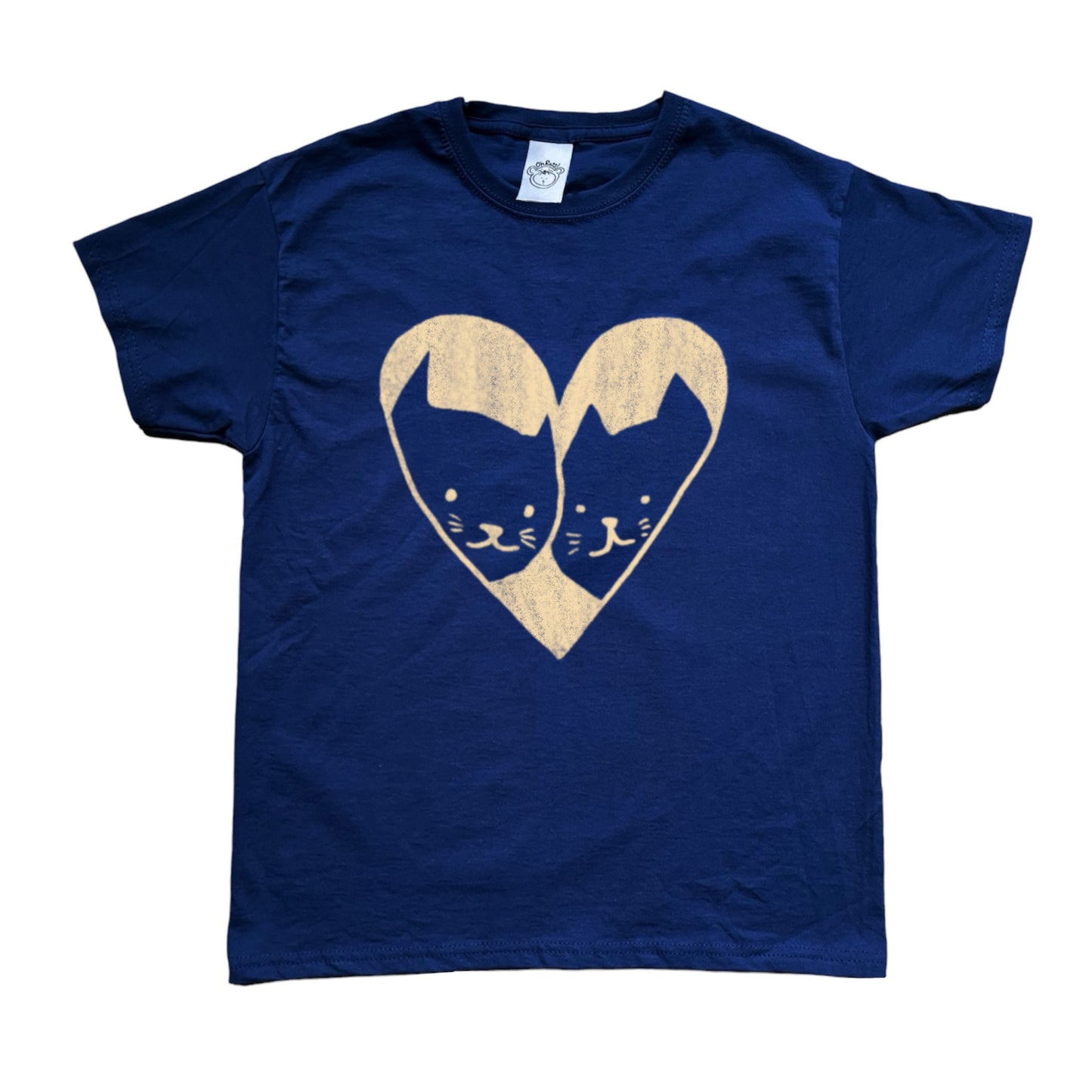2 cats in love navy tee