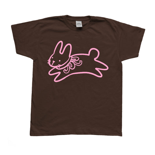 Bow bunny pink on brown Tee