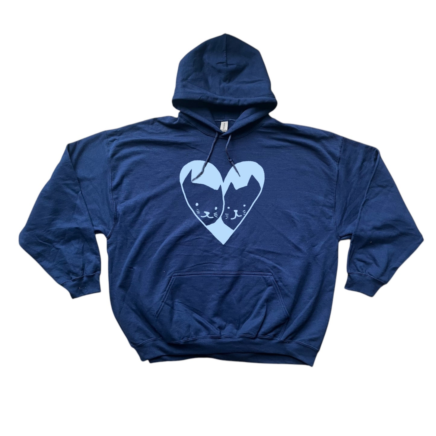 2 cats in love navy hoodie