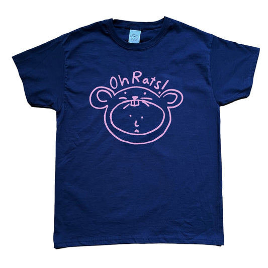 Oh Rats! Pink on navy baby tee