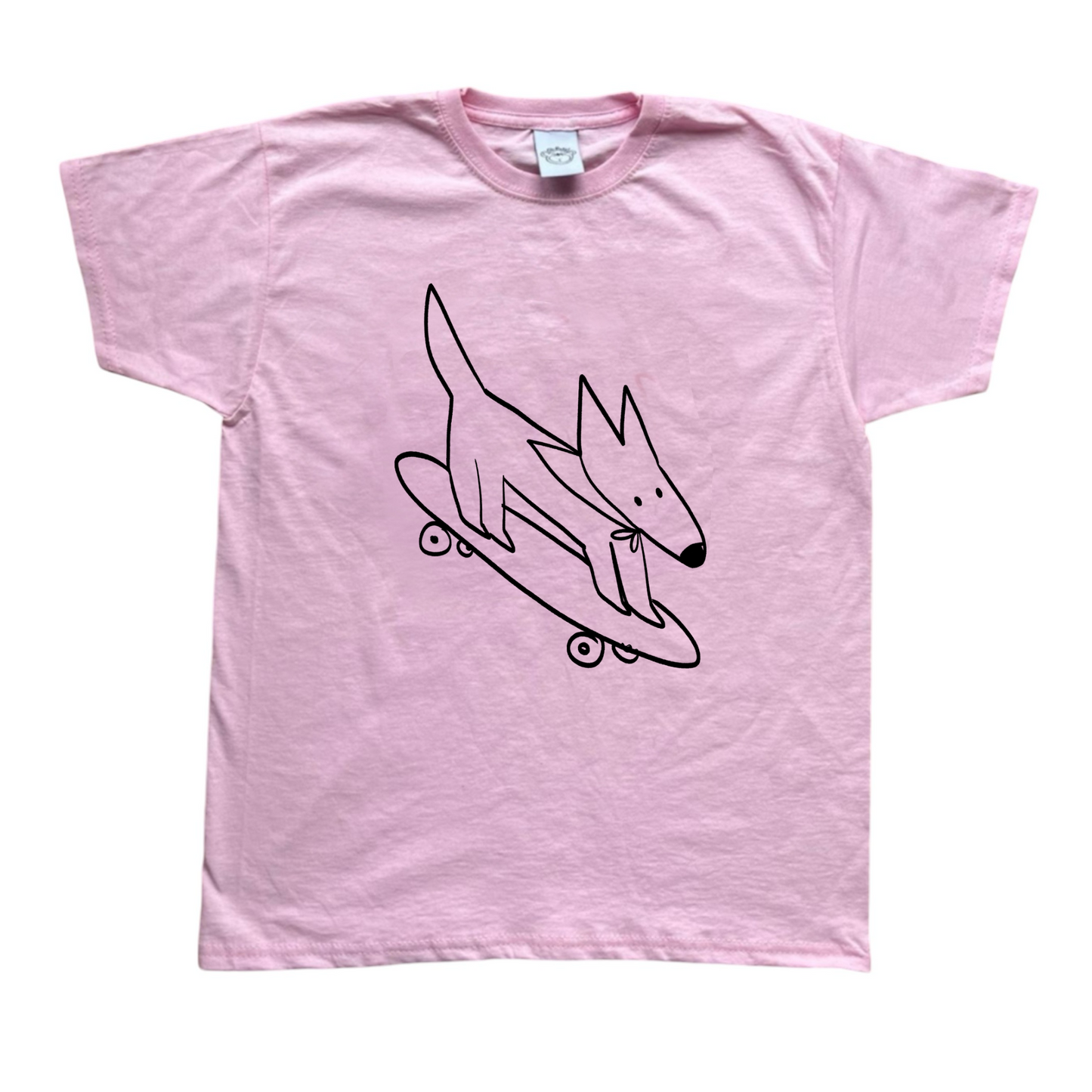 Skater dog pink tee