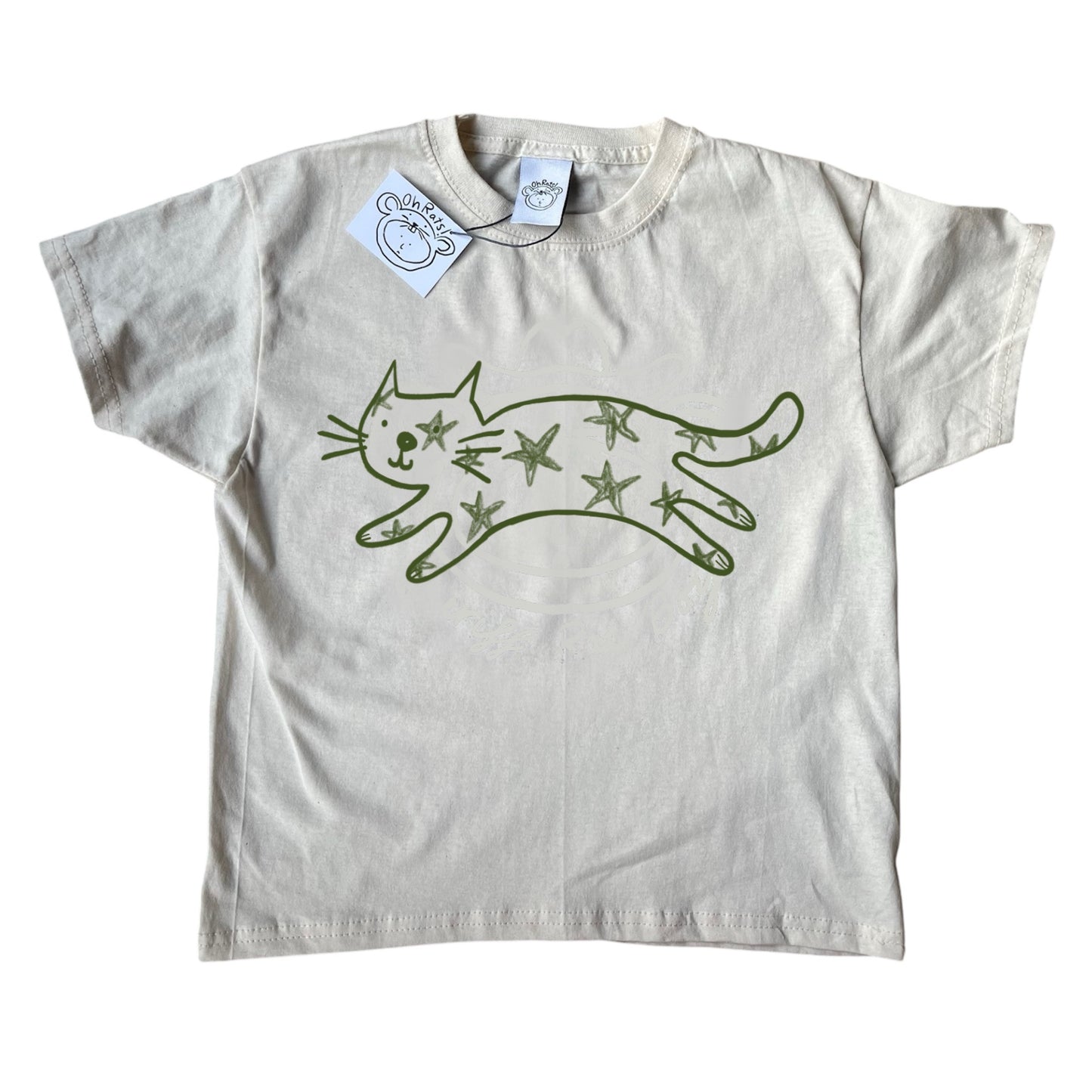 Starry cat beige tee