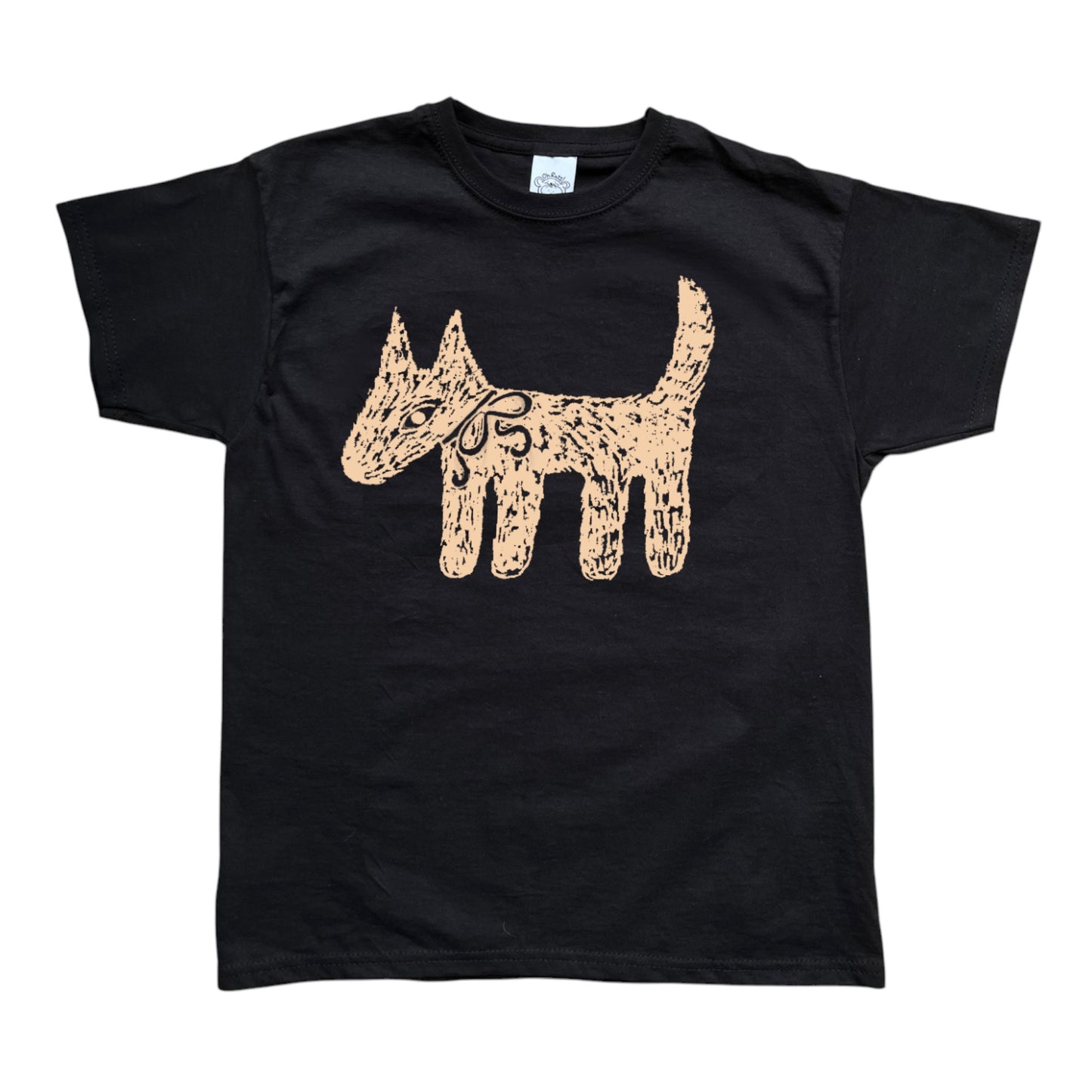 Scruffy bow dog black tee