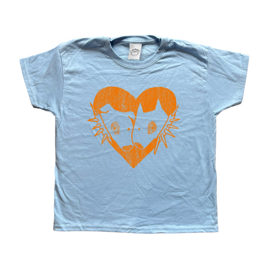 2 dogs in love orange on baby blue Tee