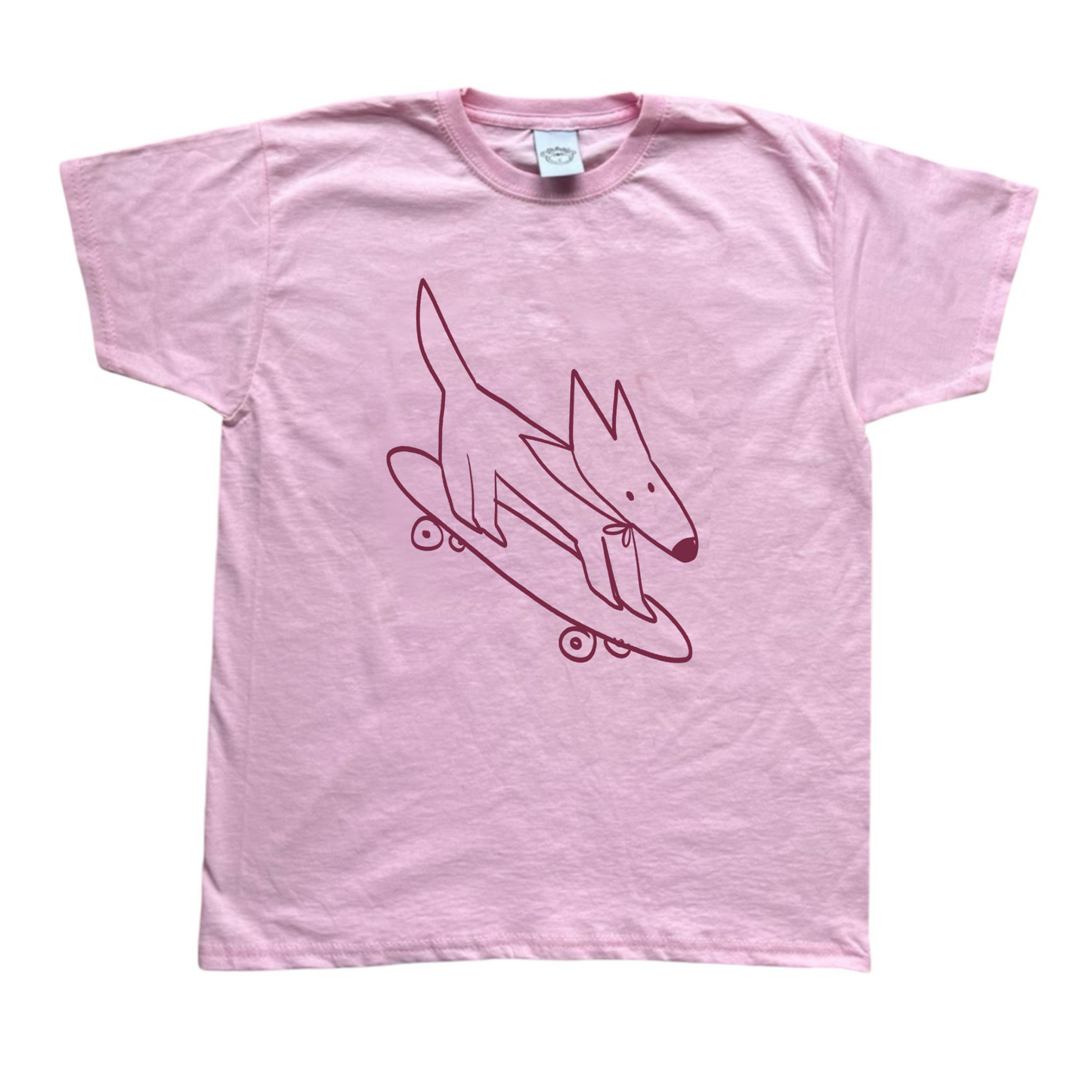 Skater dog pink tee