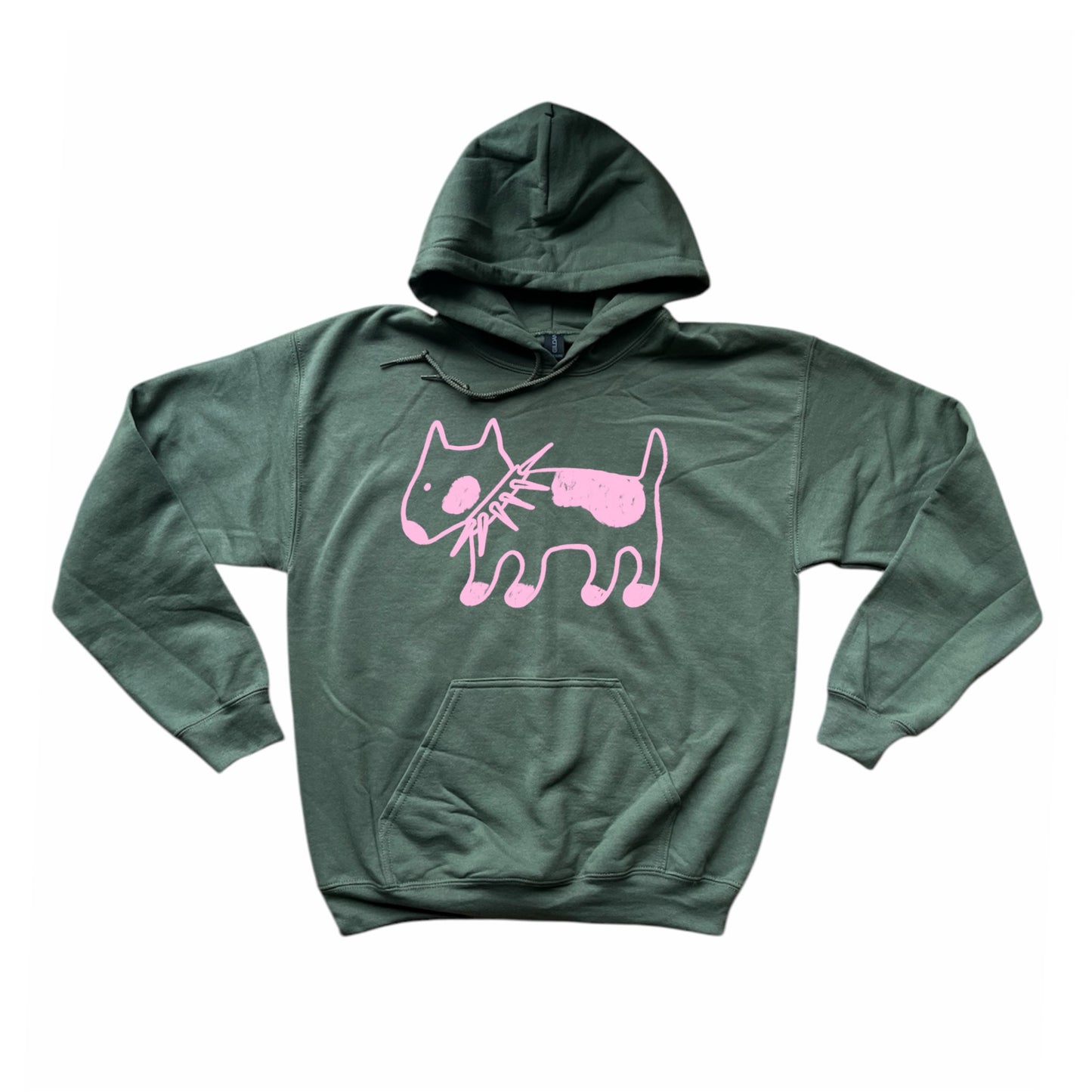 Spiky collar dog khaki hoodie