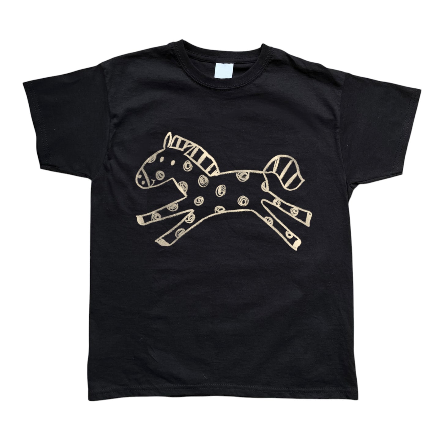 Polka dot horse black tee