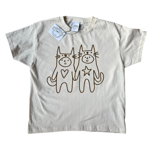 Two critters in love brown on beige Tee