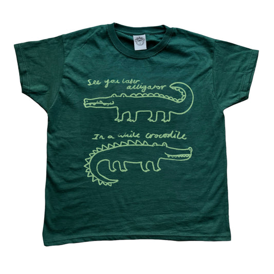 See you later alligator forest green tee