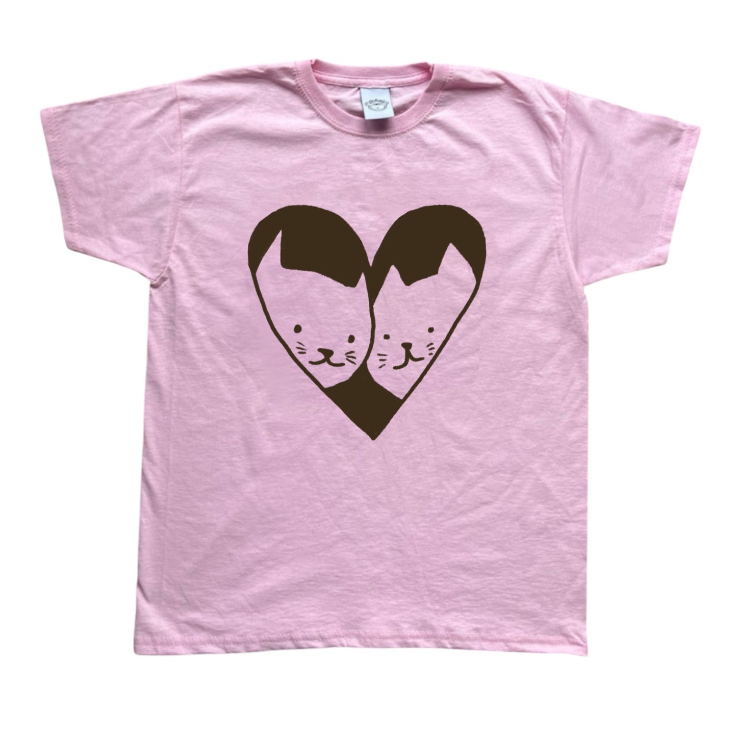 2 cats in love pink tee