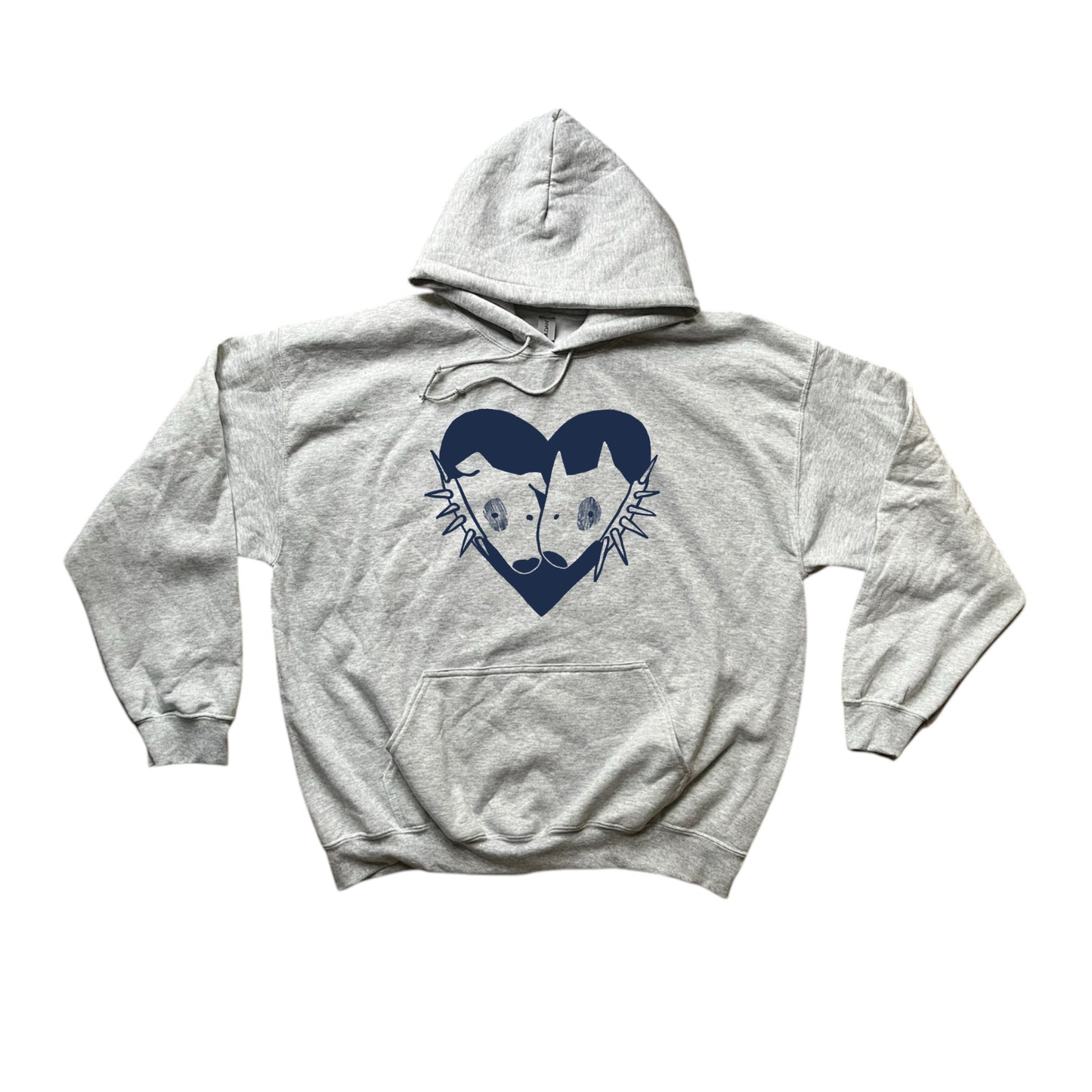 2 spiky collar dogs in love grey hoodie