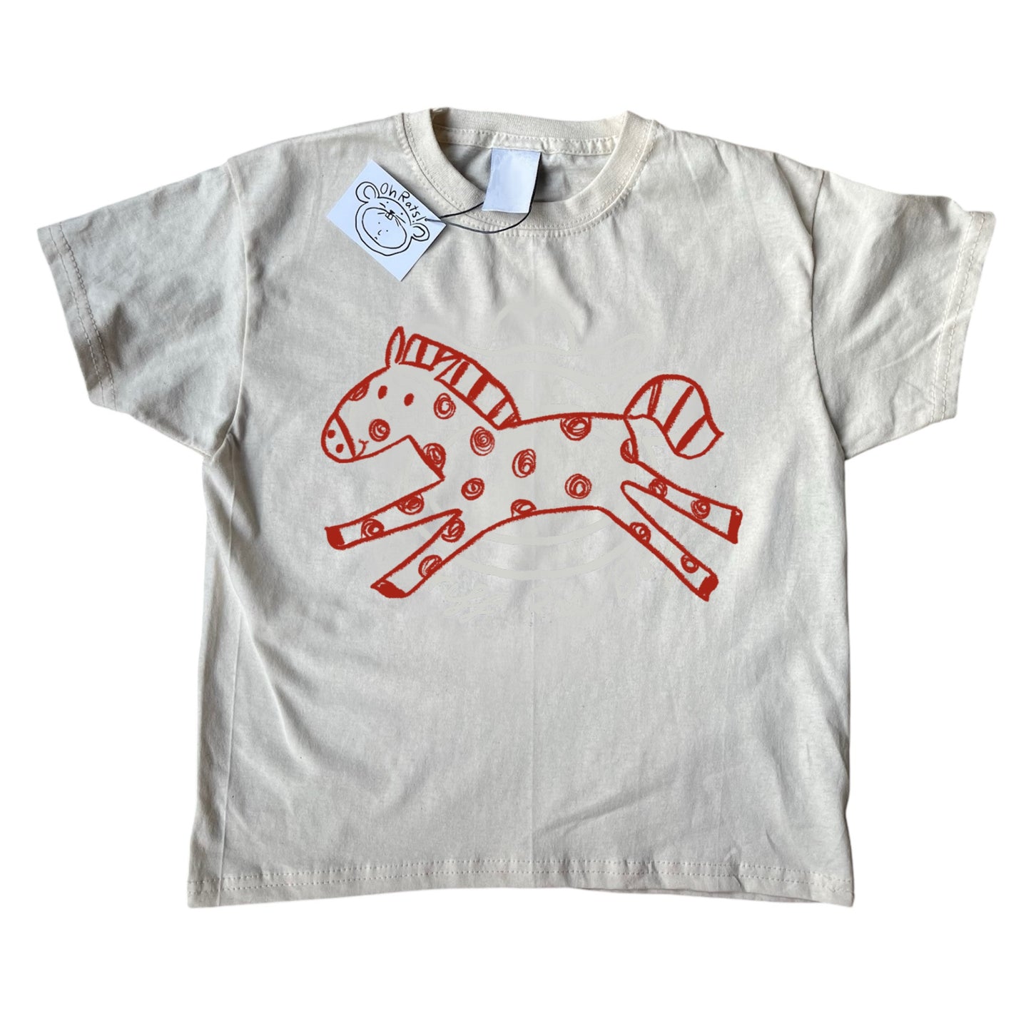 Polka dot horse beige tee